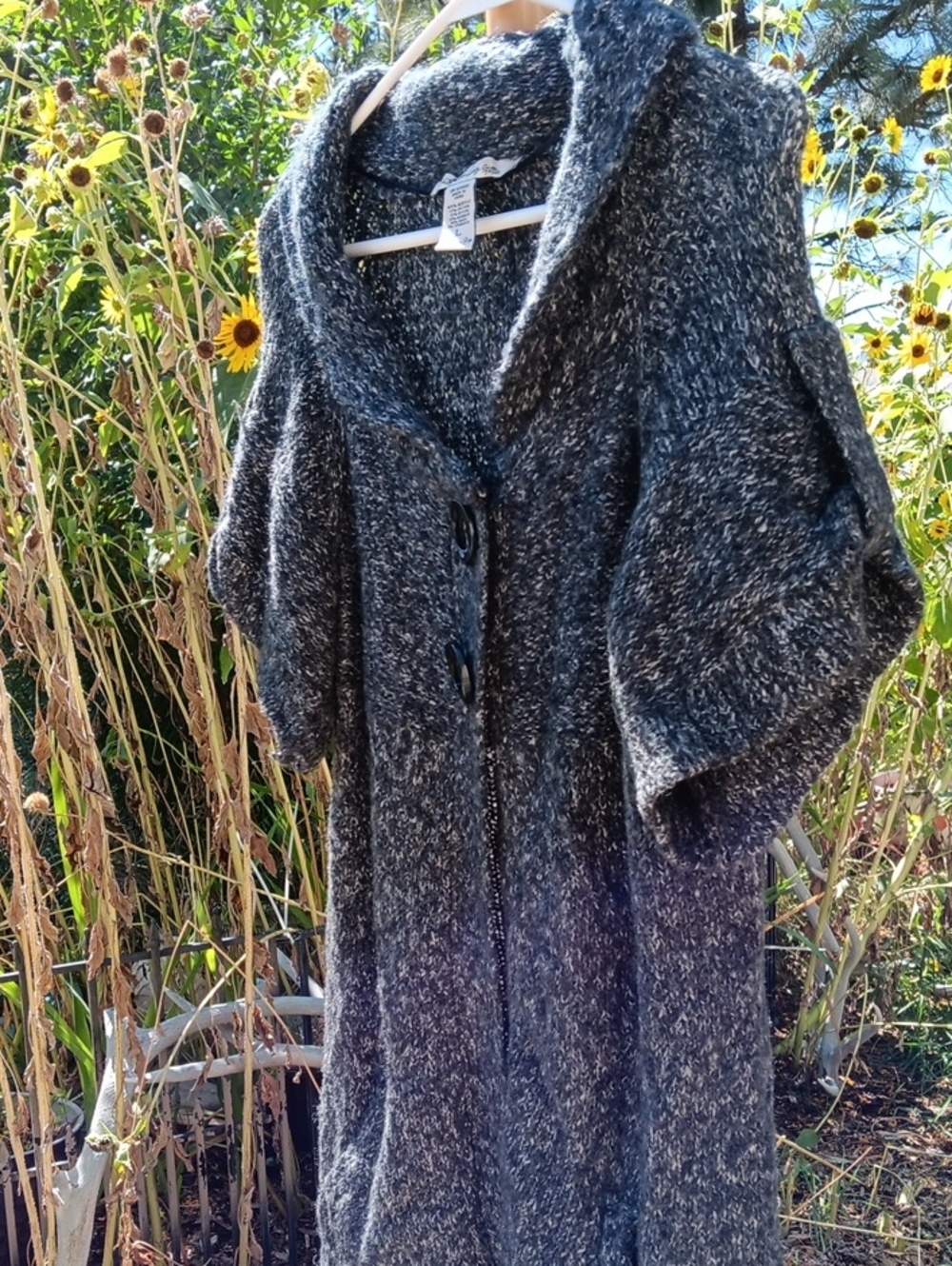 American Rag Charcoal Marled Shawl-Collar Button Cardigan